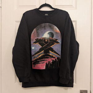 Men's Flying Coffin Black Multicolor Graphic crewneck Sweatshirt L